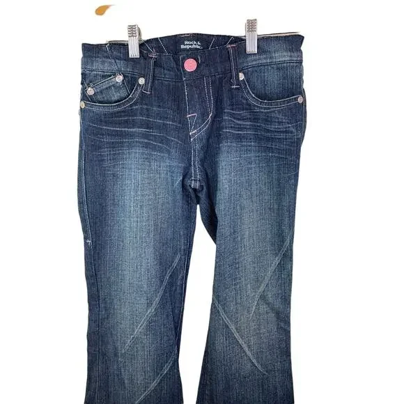 Rock & Republic Winger Jeans Women’s Winqu Flare Dark Wash Size 26 Blue - Picture 4 of 11